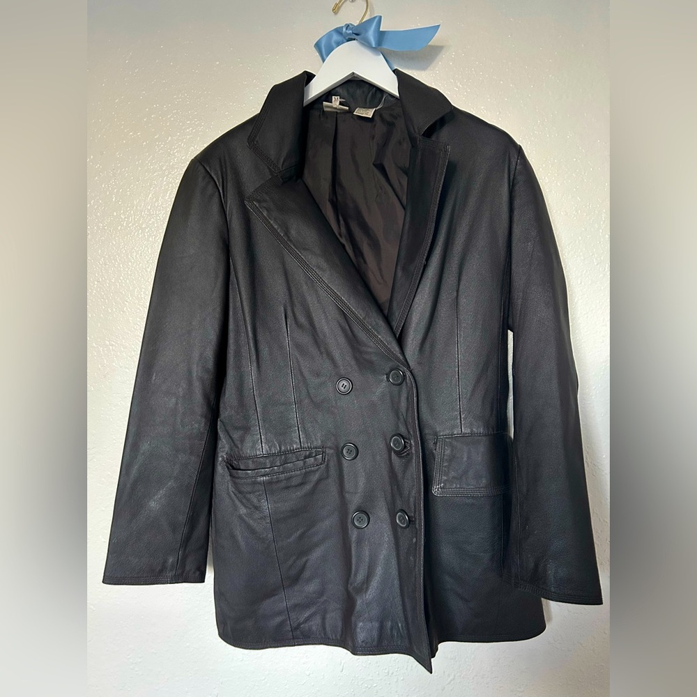 Genuine leather lining jacket size medium VINTAGE